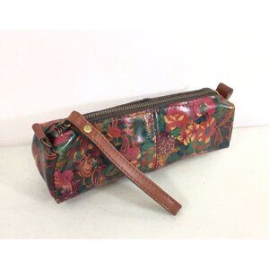Patricia Nash Leather Floral Pouch Cosmetic Makeup Bag